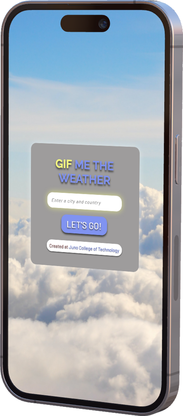 Mobile image mockup of GIF Me the Weather page