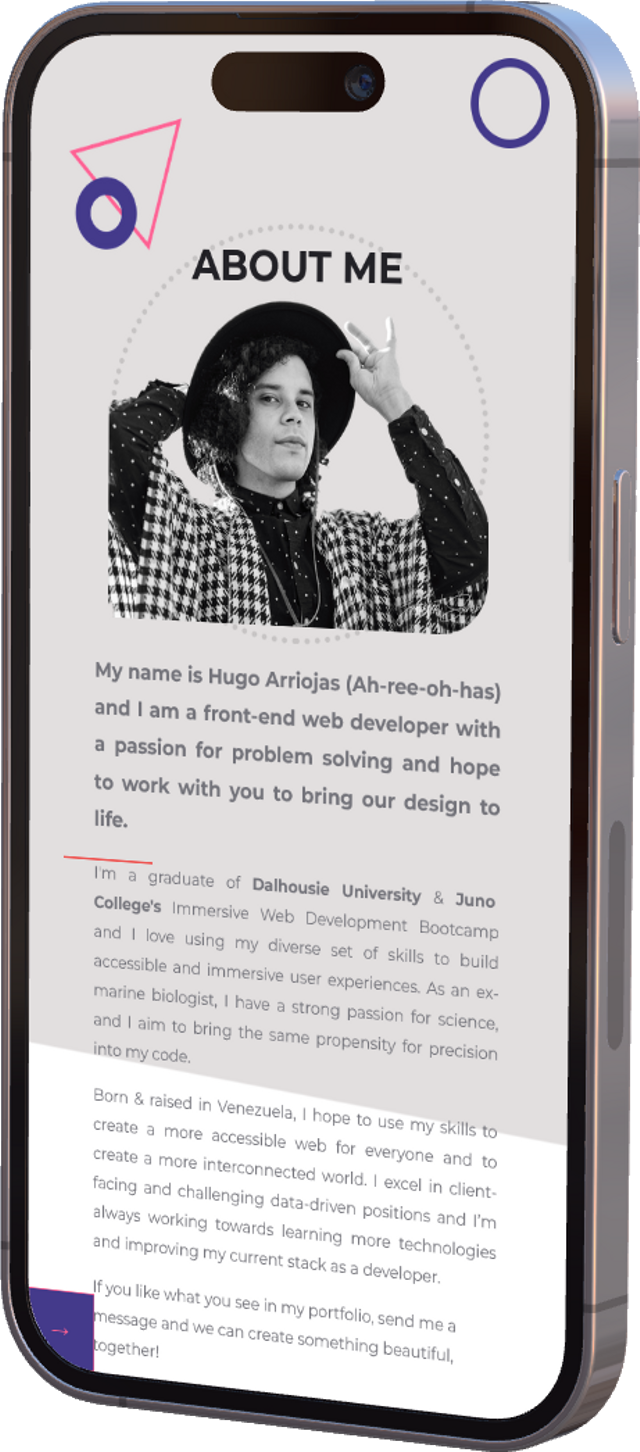 Mobile image mockup of Previous Portfolio page