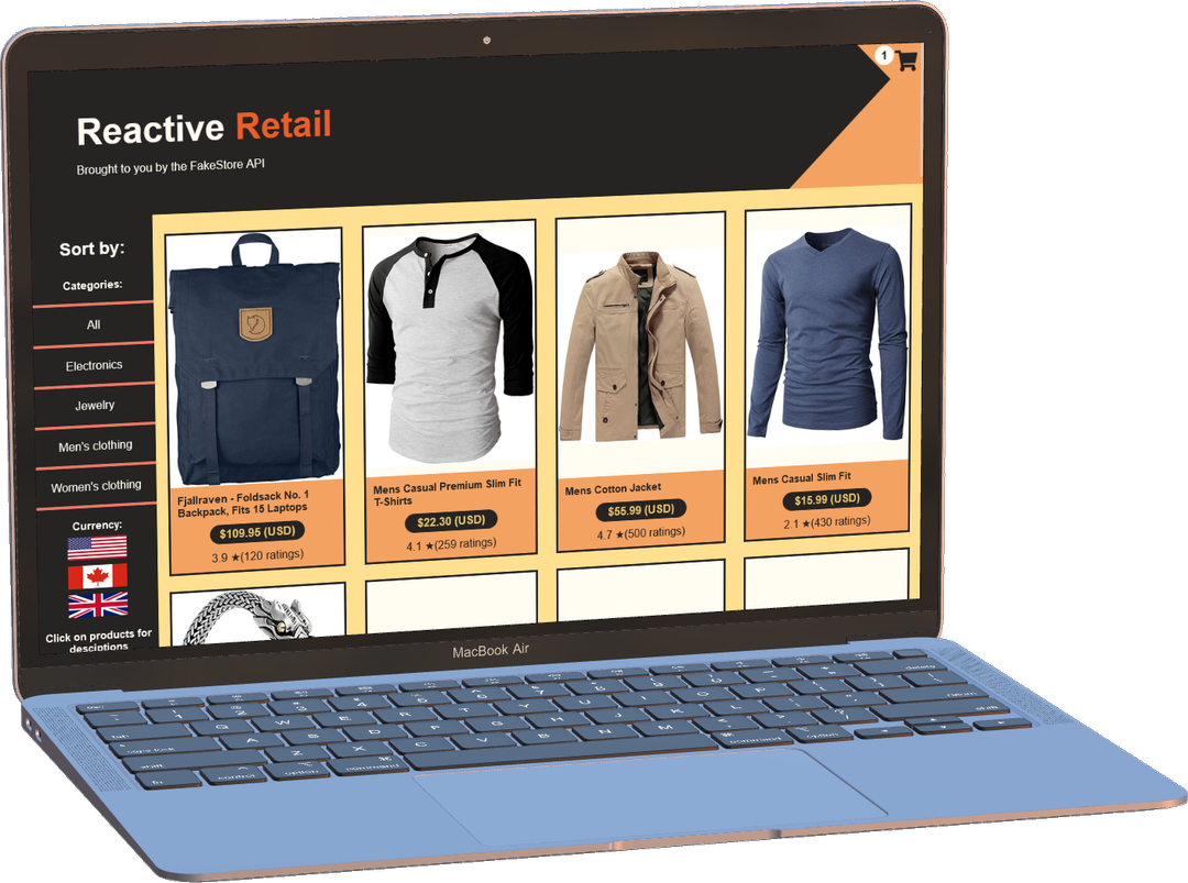 Desktop image mockup of Reactive Retail page