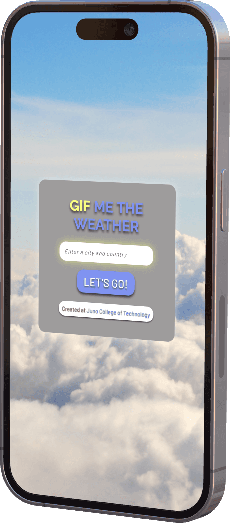 Mobile image mockup of GIF Me the Weather page