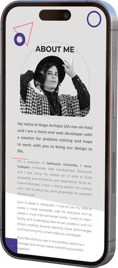 Mobile image mockup of Previous Portfolio page